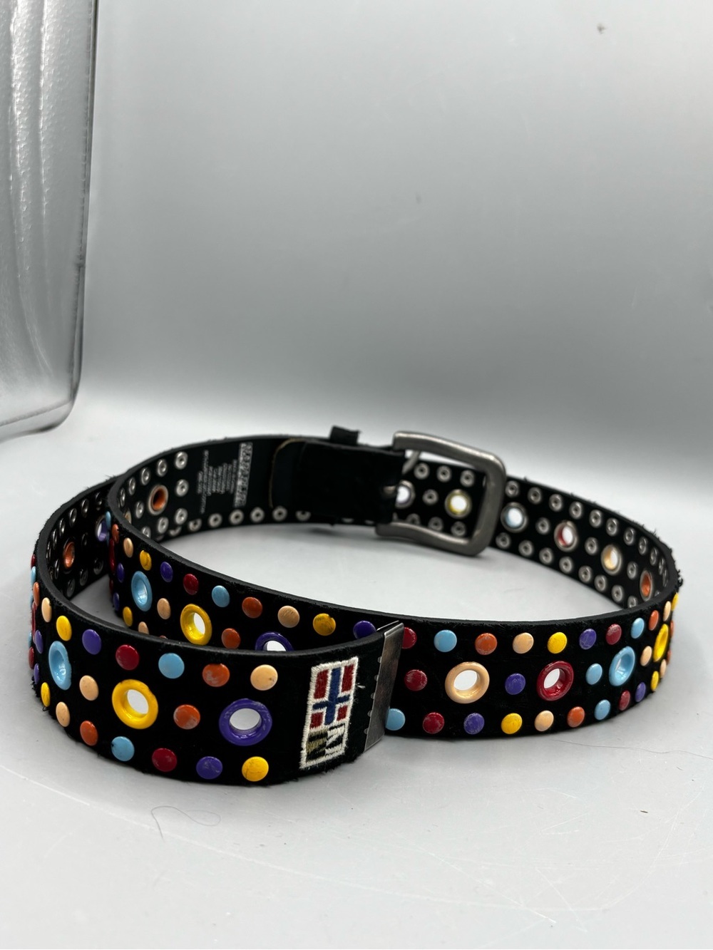 Vintage Napapijri Multicolored Studded Leather Belt Japanese Style